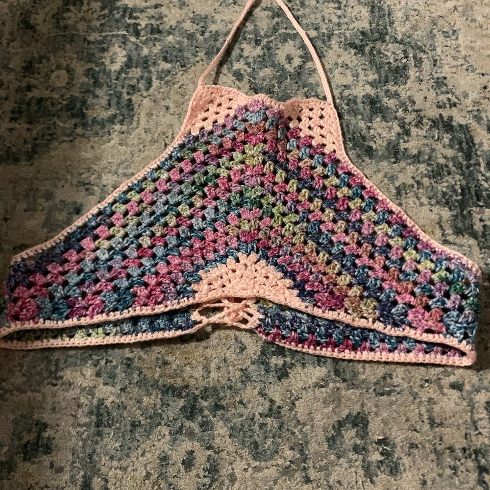 Multicolor Crochet Halter Top